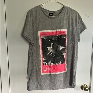 H&M Gray Tropical Life Tee